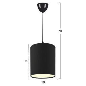 Chandelier Pendant black pillar, textile drum in black color Hm7623,02