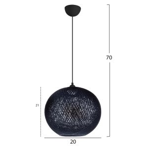 Chandelier Pendant black sphere, braided rope, for indoor use Hm7626,03