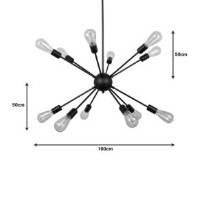 Chandelier Ponile black metal 52x52x100cm