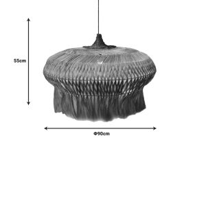 Chandelier Pozarne abaca wood in natural color D90x55cm