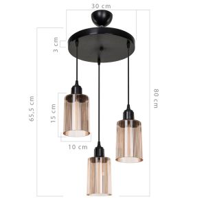 Chandelier Pwl-1195 E27 Black-amber D30x80cm