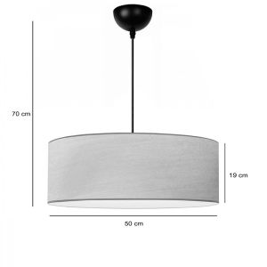 Chandelier Rufio E27 in brown-cream lampshade D50x20cm