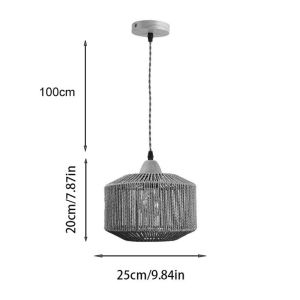 Siang chandelier with one lamp, metal rope in natural color, 25x20cm