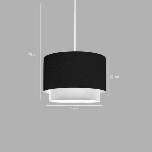 Chandelier Tachi E27 in black and cream lampshade D30x20cm