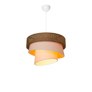Chandelier Tazma fabric in brown and cream D38x65cm