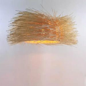Chandelier Tradel E27 rattan in natural color D53x19cm