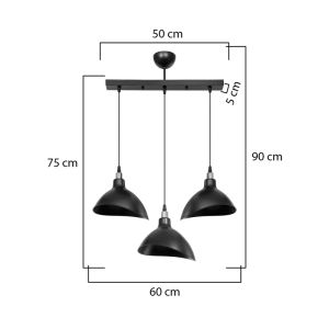 Chandelier Triha Pp in black color 60x22x90cm