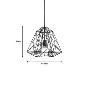 Chandelier Uamlen black metal 40x35cm