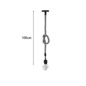 Chandelier Vertuko E27 rope and metal in natural black color D10x100cm