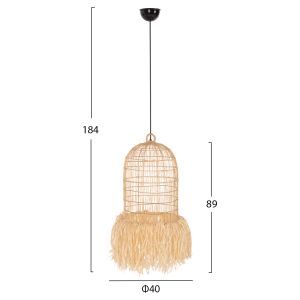 Chandelier ημ7889 palm leaf fibers in natural color D40x55hcm