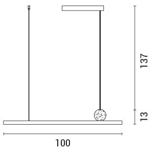 Chandelier aluminum Led 18w 1308lm 3cct (3000-4000-6000k) 1500x1000mm black Arte Illumina Trama