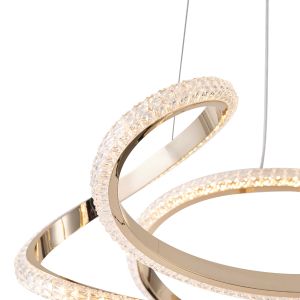 Chandelier aluminum Led 24w 1900lm 3000k 500x1200mm gold Arte Illumina Saturn