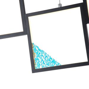 Chandelier aluminum Led 36w 850lm 3000k 820x16x1340mm black Arte Illumina square