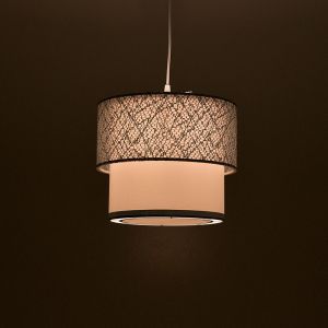 Chandelier in gray and white with silver trim D30x55cm