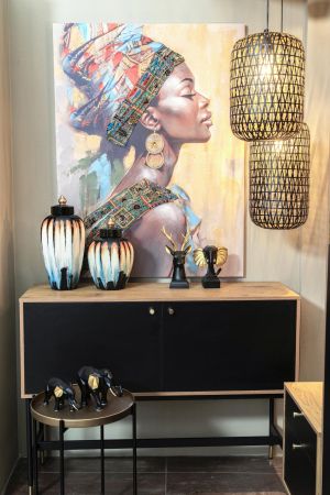 Chandelier in black and gold, dimensions 25x36cm
