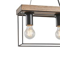 Chandelier wood-metal 3 lamps 3xε27 Max15w 480x125x1230mm black-brown Arte Illumina Multipla