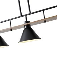 Chandelier wood-metal 3 lamps 3xe27 Max15w 780x180x865mm black Arte Illumina Cono