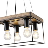 Chandelier wood-metal 4 lamps 4xε27 Max15w 300x300x1230mm black-brown Arte Illumina Multipla