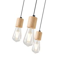 Chandelier wood-metal 6 lamps 6xε27 Max15w 650x650x1180mm black Arte Illumina Edison