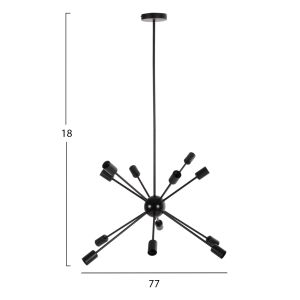 Chandelier for 12 bulbs black metal modern style D85x115hcm Hm4173