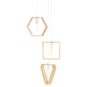 Chandelier for 3 bulbs wooden geometric shapes Hm4072