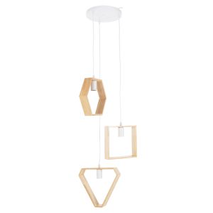 Chandelier for 3 bulbs wooden geometric shapes Hm4072