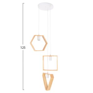 Chandelier for 3 bulbs wooden geometric shapes Hm4072