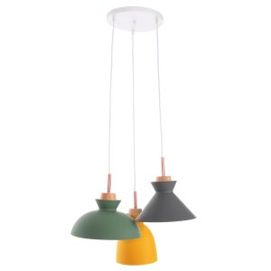 Chandelier for 3 bulbs metal and wood 3 colors modern style 105hcm
