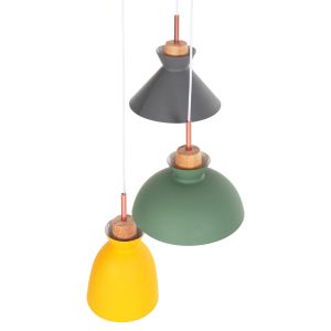 Chandelier for 3 bulbs metal and wood 3 colors modern style 105hcm