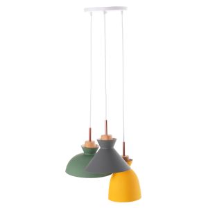 Chandelier for 3 bulbs metal and wood 3 colors modern style 105hcm