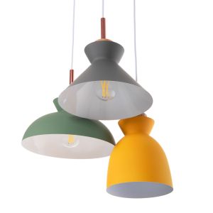 Chandelier for 3 bulbs metal and wood 3 colors modern style 105hcm