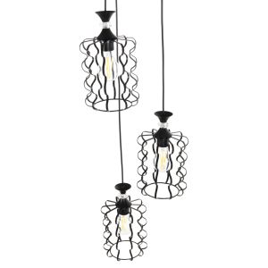 Chandelier for 3 bulbs black metal D34x128hcm Hm4089