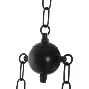 Chandelier for 6 bulbs wooden fish and black metal 95x35x116hcm