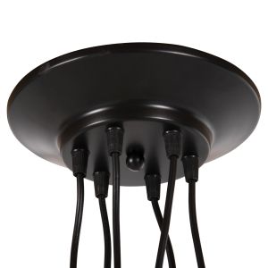 Chandelier for 6 bulbs black metal and cable D100x180hcm