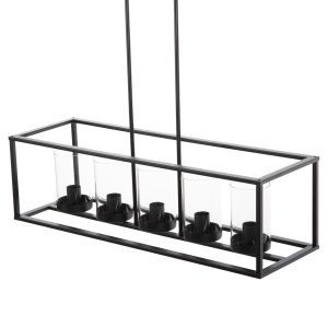 Chandelier for 6 bulbs black metal and glass 80x25x23.5-85hcm Hm4082