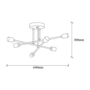 Chandelier for 6 lamps bronze 64x64x30cm