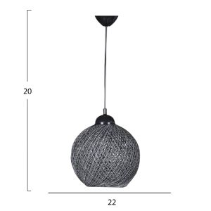 Indoor chandelier, gray braided rope, 22x18x20 Hm7645,02