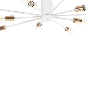 Chandelier for many bulbs white metal gold accents modern style 18.5hcm Hm4122