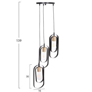 Ceiling chandelier Biut Hm7528.11 black metal-golden foil Φ23x139cm.
