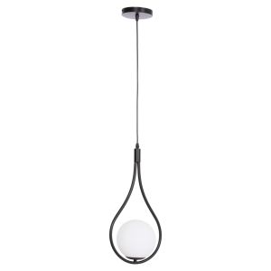 Droplet ceiling chandelier Hm7503.11 metal in black and milky white cup-shaped 23.5x12x147cm.