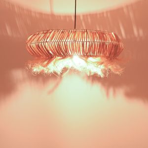 Chandelier koanze abaca wood in natural color d65x35cm