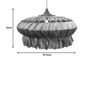 Chandelier Merdone abaca wood in natural color D110x65cm