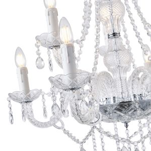 Chandelier metal - transparent glass 9lights 9x14e max 15w 710x1750mm white Arte Illumina Kristallo