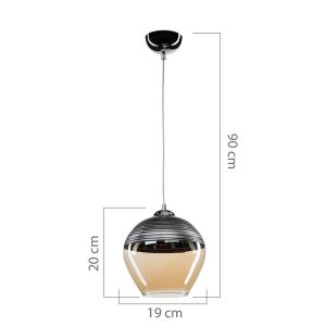 Chandelier metal and glass anthracite color D19x90cm