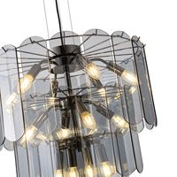 Chandelier metal-glass 14χ14 max 8w Φ550mm black Arte Illumina Mira