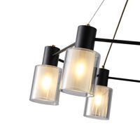 Chandelier metal-glass 6xe14 Max 8w Φ700x600mm black-brass Arte Illumina Silence