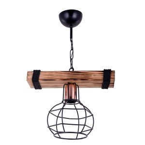 Chandelier metal/wood E27 color black/walnut 28.5x15x50cm