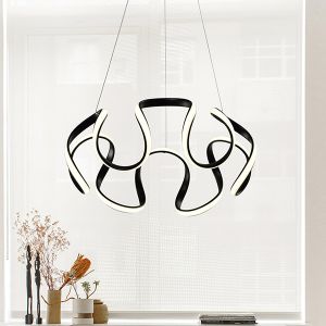 Aluminum chandelier Led 60w, 3200lm, 3cct (3000-4000-6000k), 100-277v, Φ520x1200mm, black, Arte Illumina Orbit