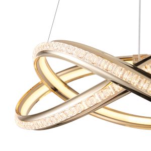 Chandelier made of aluminum Led38w 3000lm 3000k 500x1200mm gold Arte Illumina Saturn