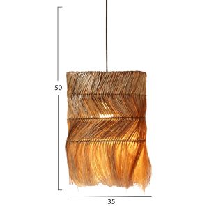 Chandelier made of abaca fibers in natural color 35x35x50hcmhm7756